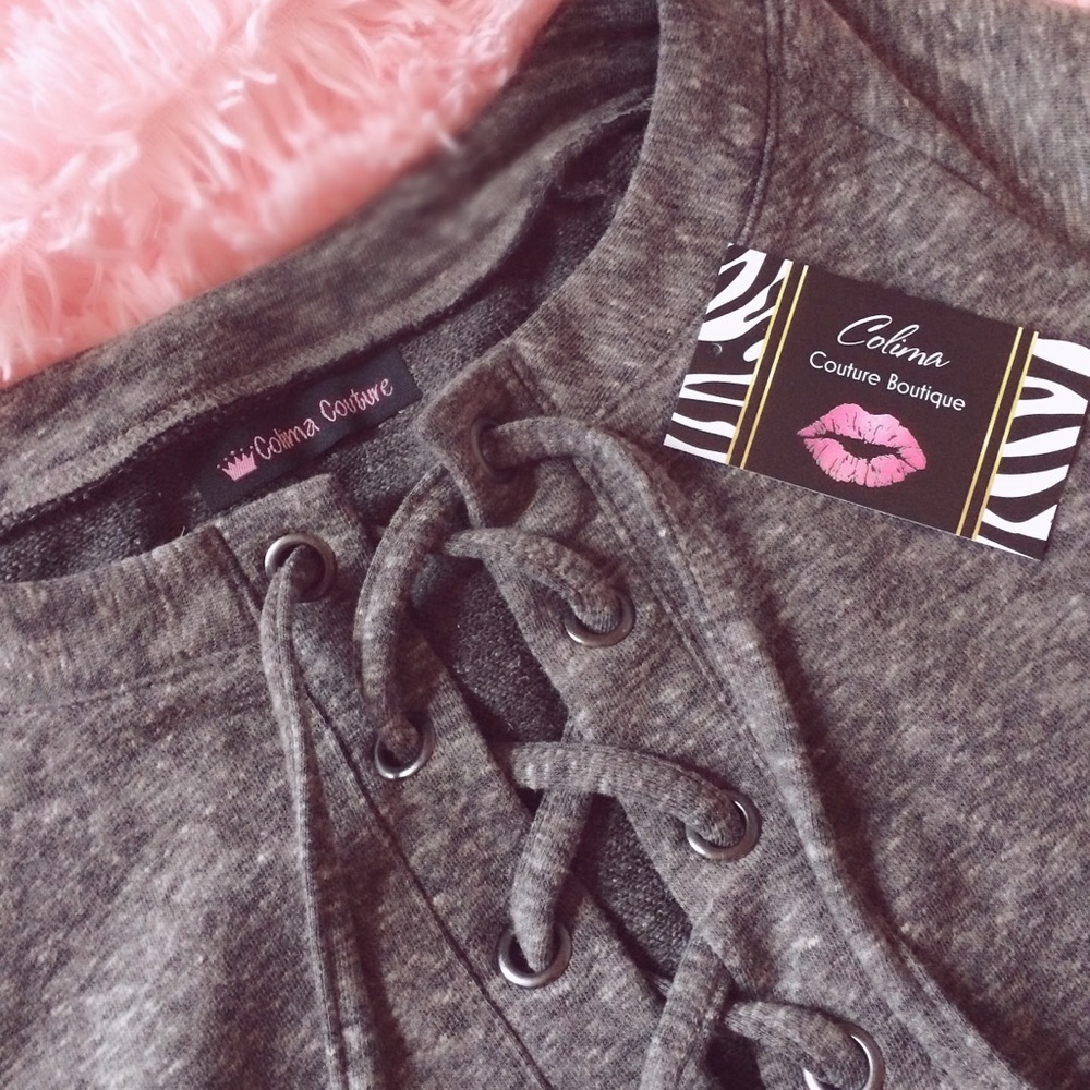 Last one! Lace up Grey Sweatshirt - Picture 4 of 4